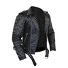 Jacket Men Black Steam Punk Leather With Spikes Decor shoulders, Silver Studded Men Jacket, Dress Men Leather Dress Stud Work Handmade